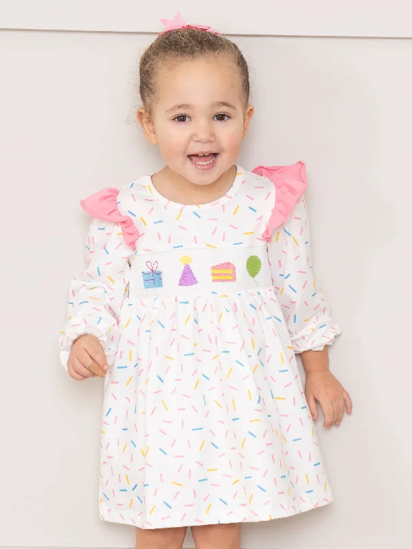 Birthday Sprinkles Smocked Ruffle Dress