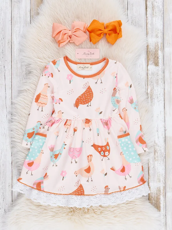 Orange Lacy Chicken Ruffle Dress