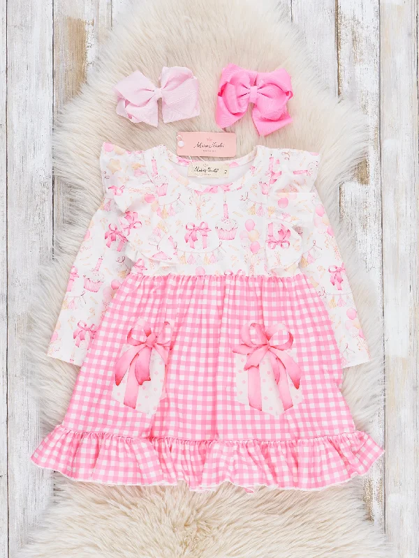 Pink Gingham Birthday Gifts Ruffle Dress