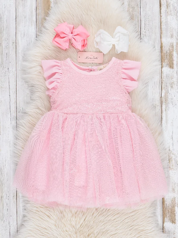 Pink Starry Flutter Tulle Dress