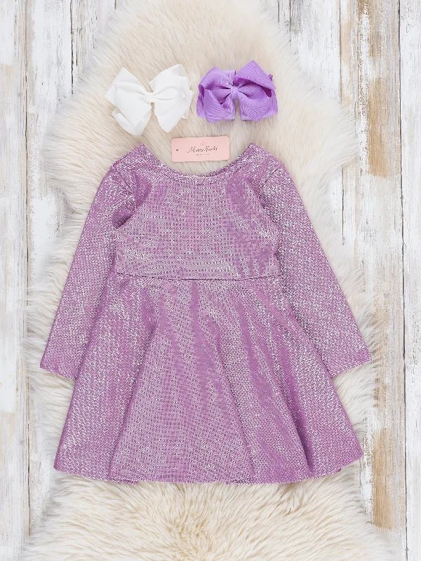 Purple Jacquard Swing Dress