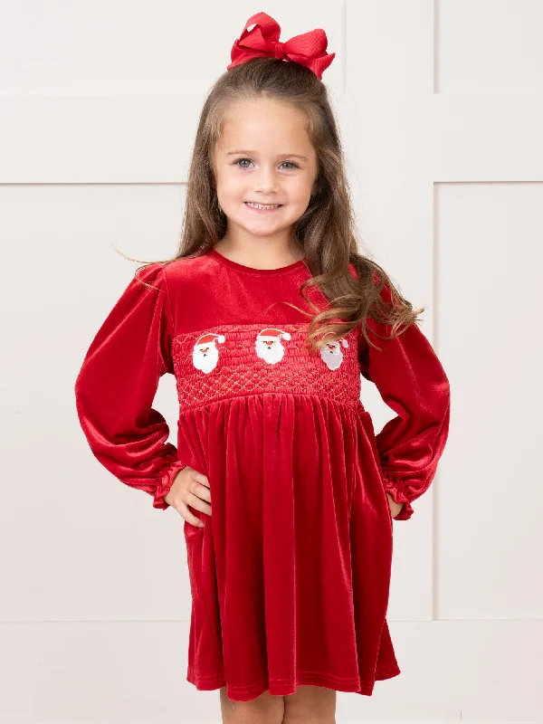 Ruby Santa Smocked Velvet Dress