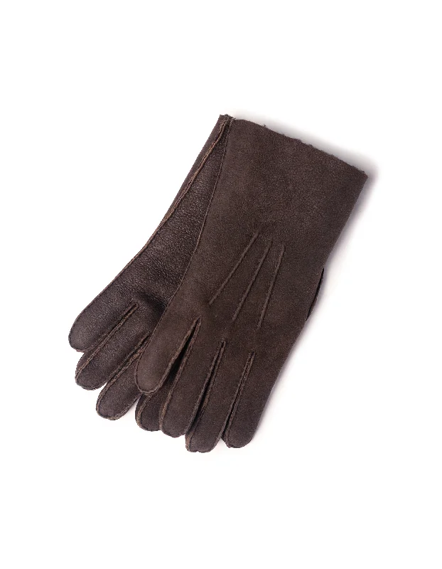 SHEARLING GLOVES - BROWN