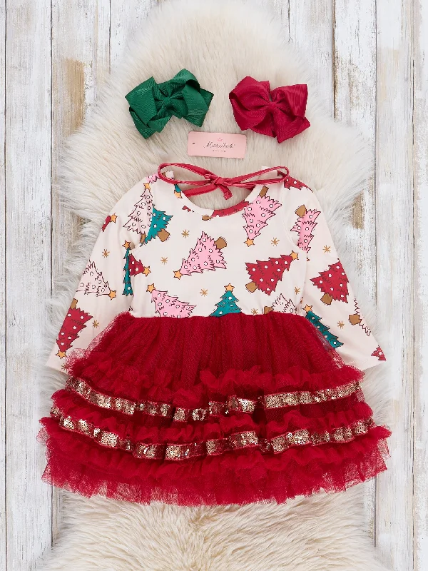 Whimsy Trees Tiered Ruffle Tulle Dress