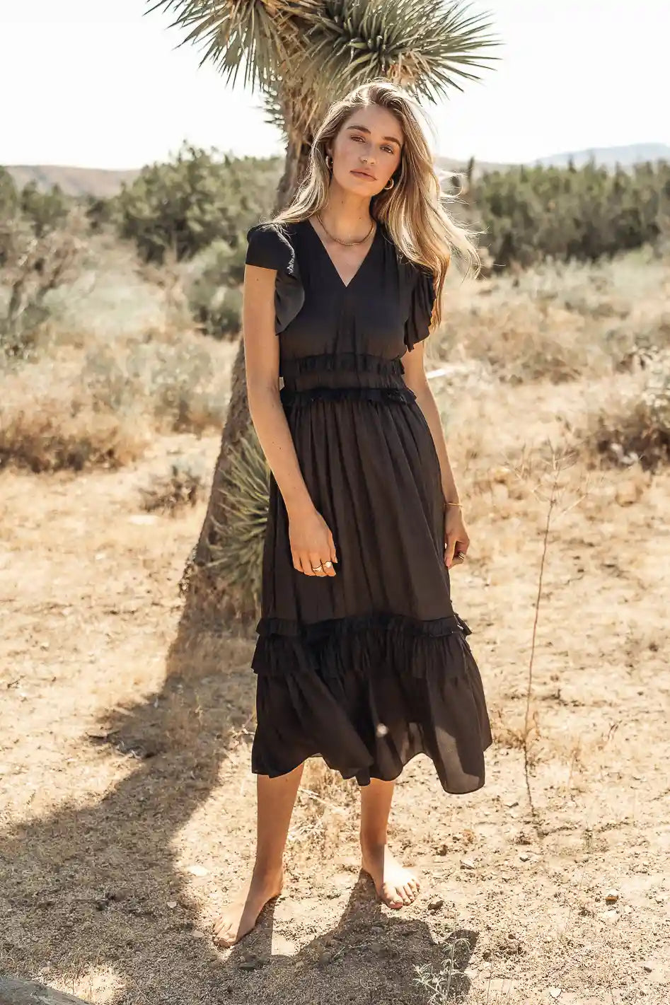 Willa Ruffle Dress in Black