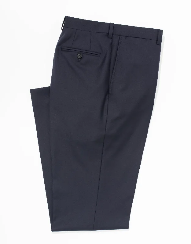 NAVY WOOL TWILL TROUSERS - CLASSIC FIT