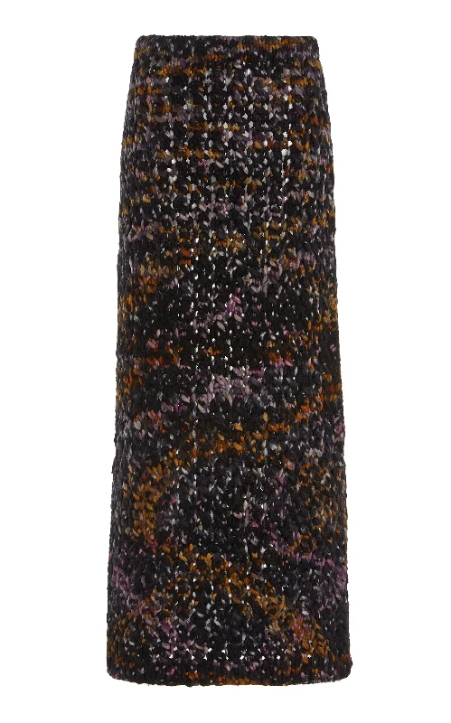 Collin Knit Midi Skirt in Space Dye Black Multi Welfat Cashmere