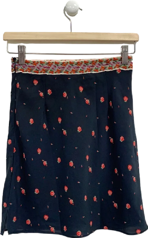 Kiwi & Co Black Floral Print Skirt UK 6