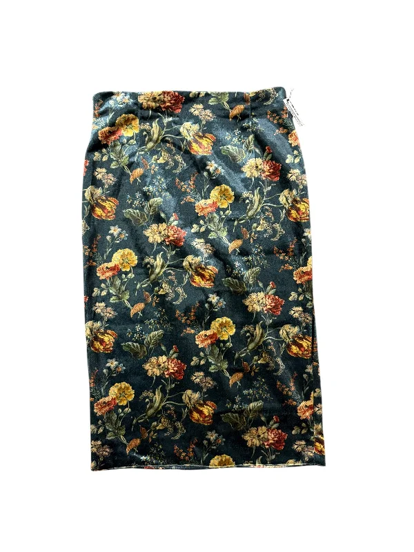 Skirt Midi By Zara In Floral Print, Size: L