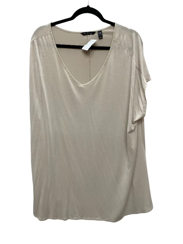 Top Short Sleeve Basic By H For Halston In Tan, Size: 2x