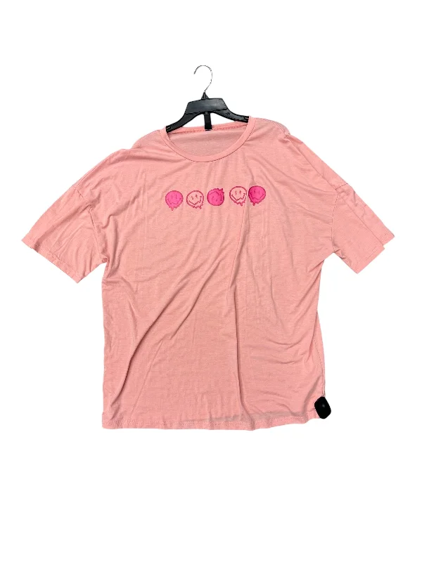 Top Short Sleeve By Shein In Pink, Size: Xl