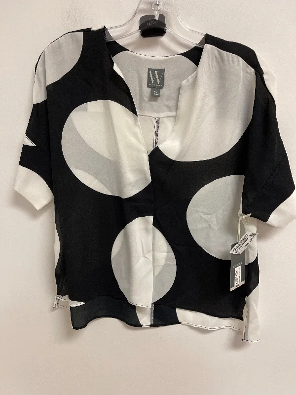 Top Short Sleeve By Worthington In Black & White, Size: Xs