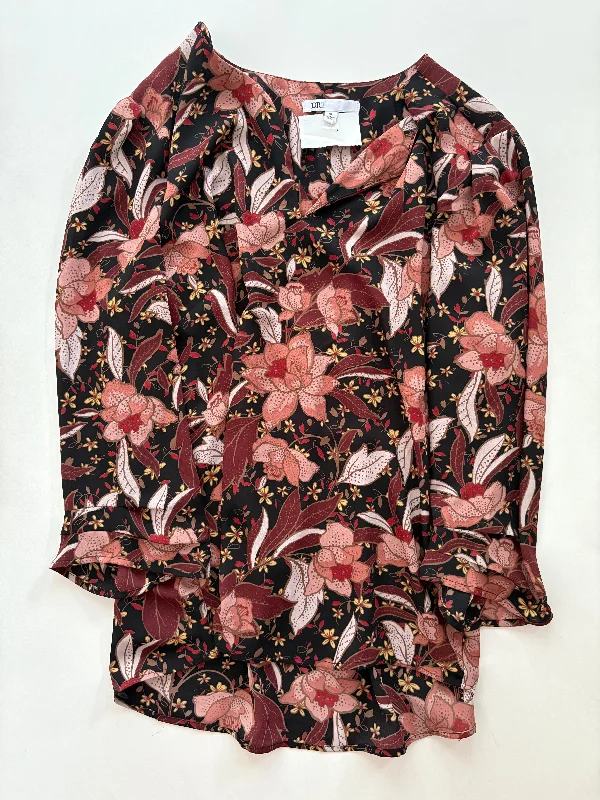 Blouse Long Sleeve By Dr2 In Floral, Size: Xl