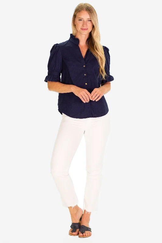 The Marlow Top in Navy Stretch