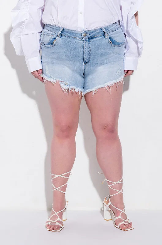 PLUS FLEX-FIT HIGH WAISTED SUPER STRETCHY DENIM SHORTS