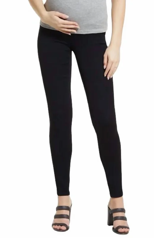 Butter Maternity Pullon Denim Leggings Jeans In Black