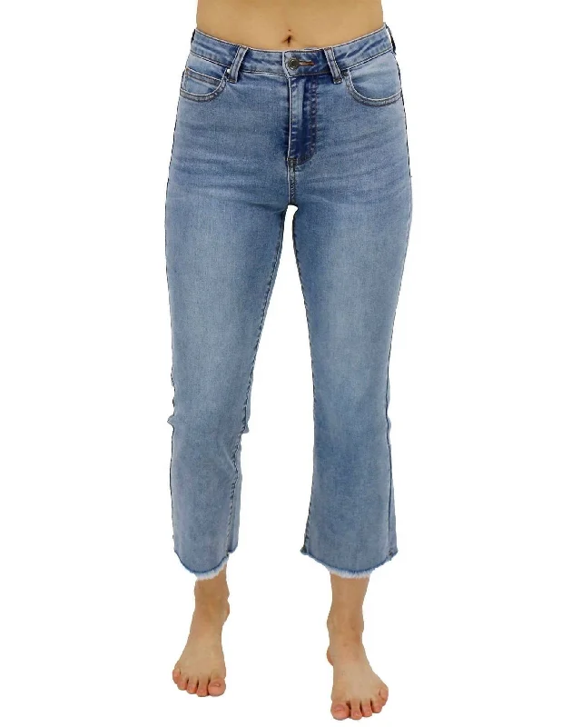 Crop Flare Jeans In Medium Standard Wash