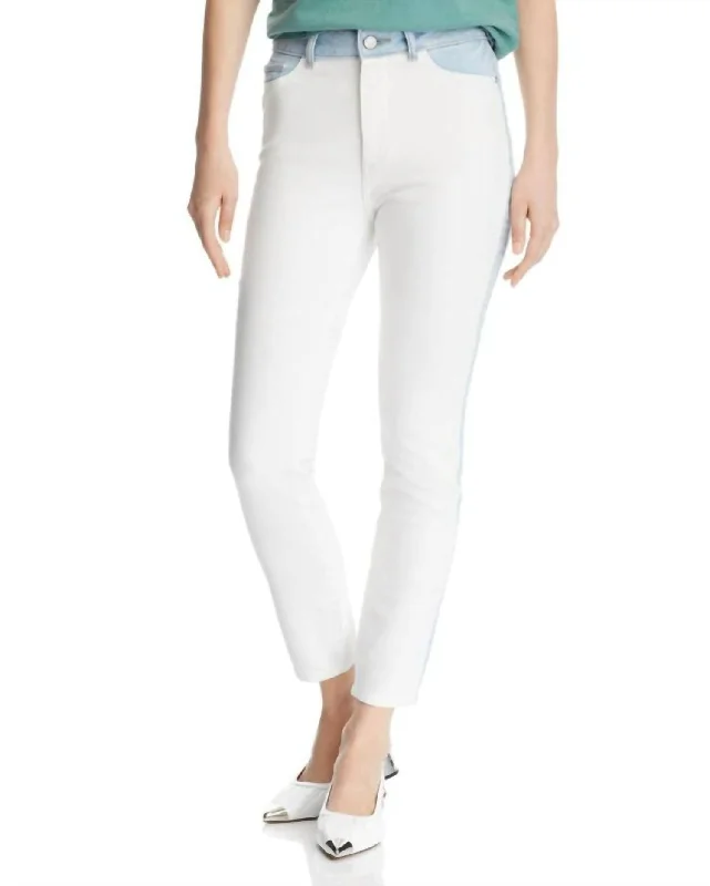 Farrow Denim High Rise Skinny Jean In White/blue