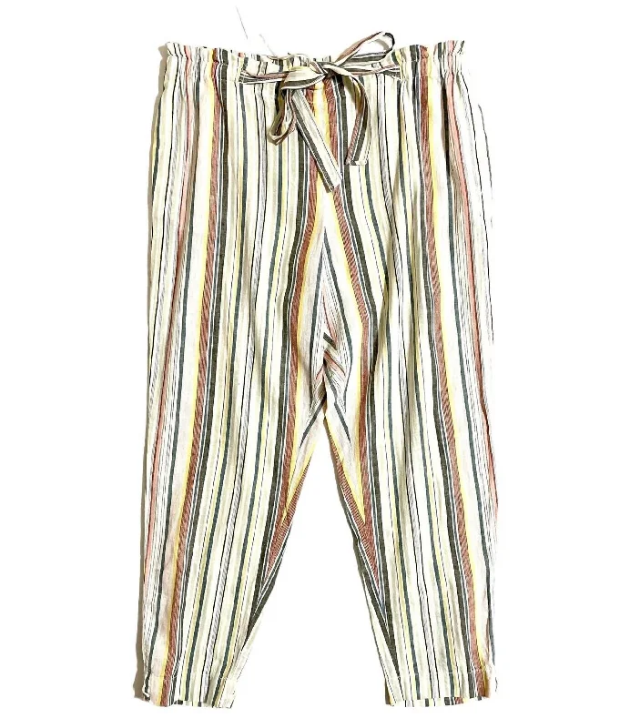 Giavanna Linen Striped Pants In Multicolor