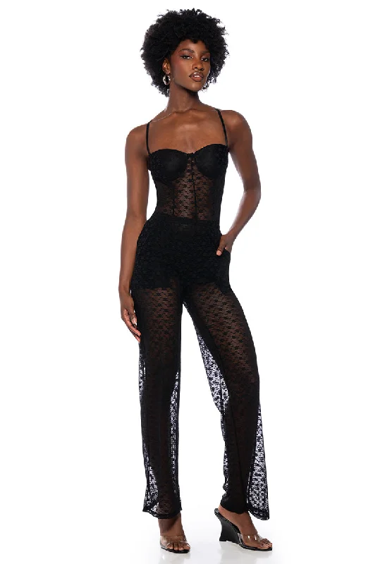 LACE ME UP SHEER TWO PIECE SET