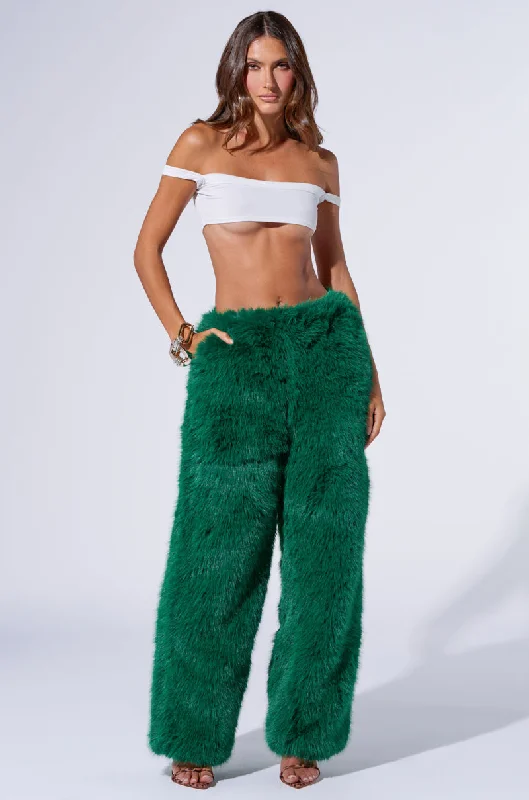 SEEING GREEN WIDE LEG FASHION FUR PANT