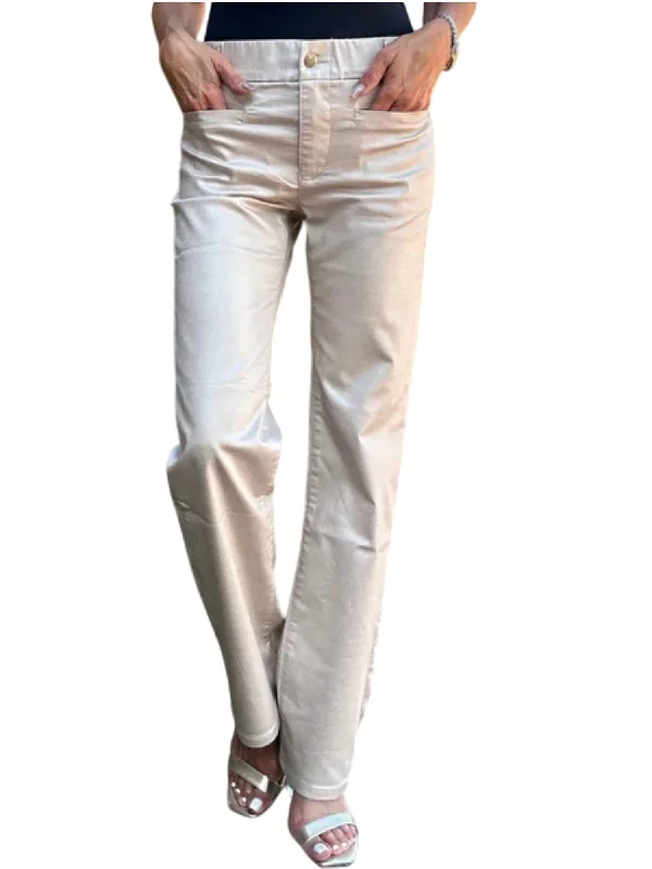 Tami Straight Pants In Beige Gold Check