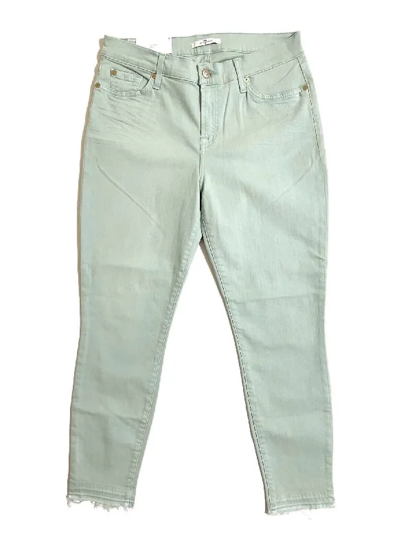 Women's Ankle Released Hem Slim Illusion Jean In Green