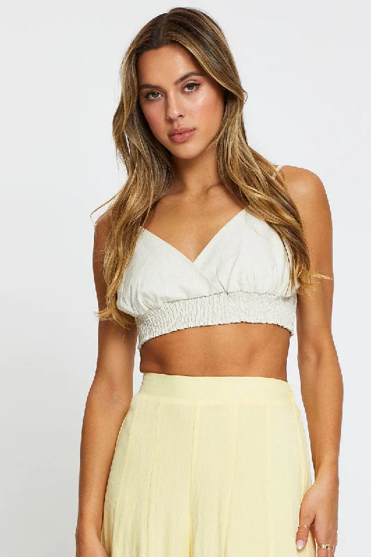 Beige Singlet Top Crop