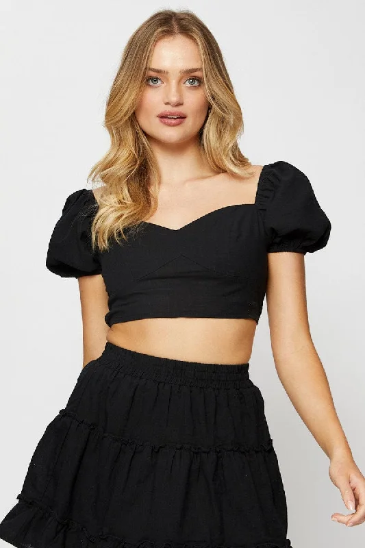 Black Crop Top Short Sleeve