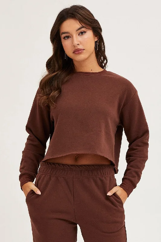 Brown Crop Sweat