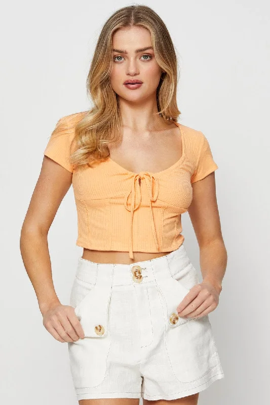 Orange Crop Top Short Sleeve