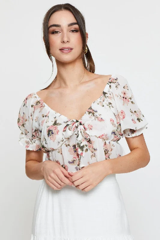 Print Crop Top Short Sleeve