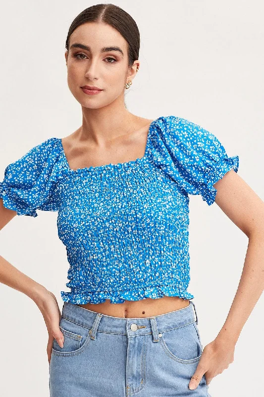 Print Crop Top Short Sleeve