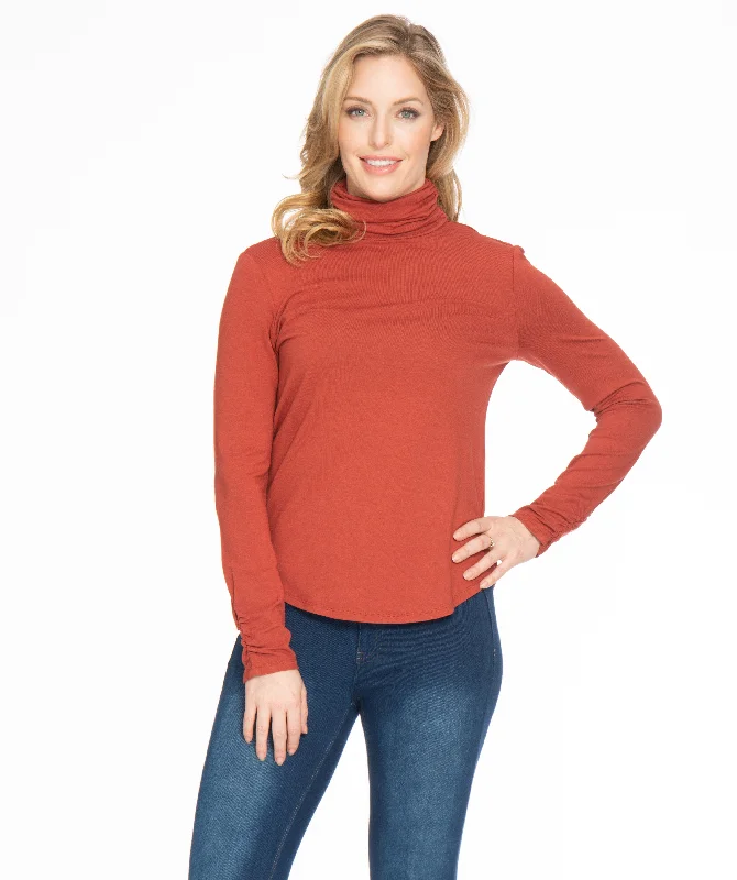 Spense Basic Scrunched Collar Long Sleeve Top - Assorted Colours - CUTP04338M