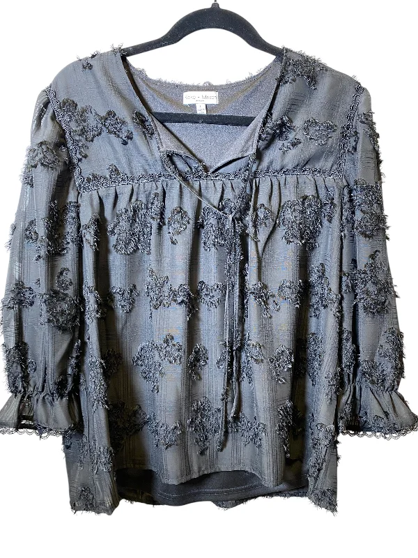 Top 3/4 Sleeve By Clothes Mentor In Black, Size: L