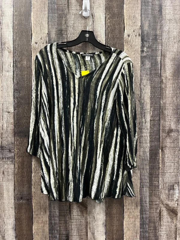 Top 3/4 Sleeve By Cme In Striped Pattern, Size: M