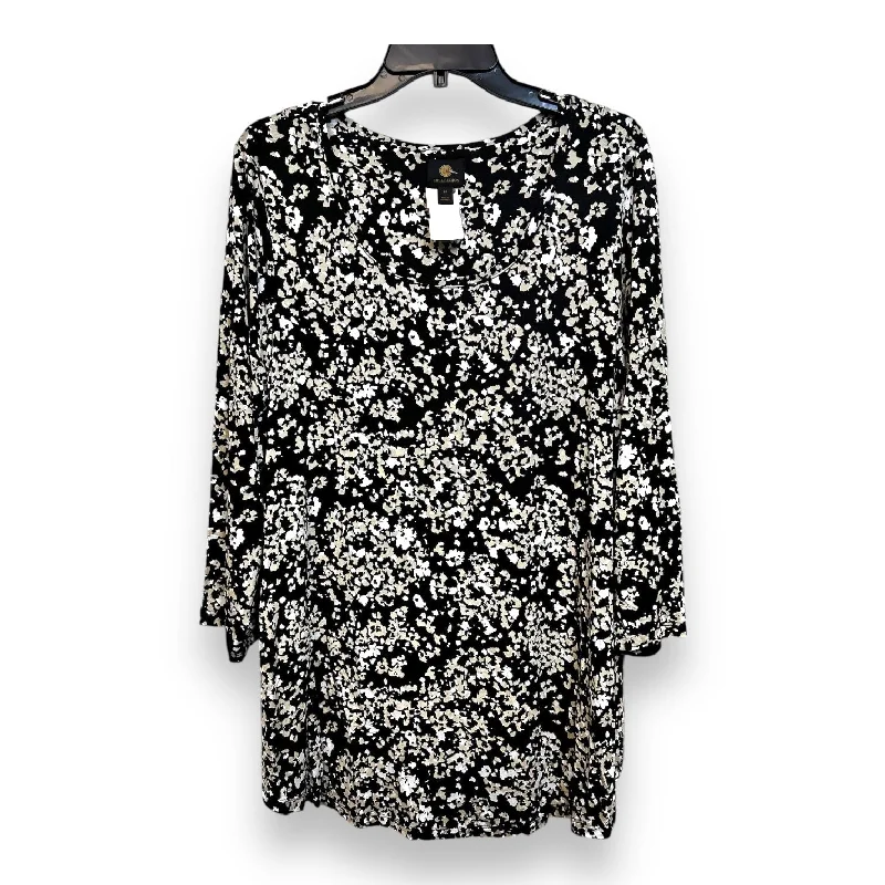 Top 3/4 Sleeve By Jm Collections In Black, Size: 2x