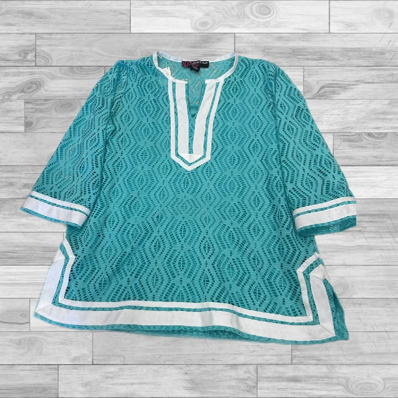 Top 3/4 Sleeve By Peck And Peck In Teal, Size: L