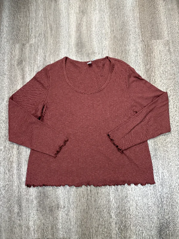 Top Long Sleeve Basic By Old Navy In Brown, Size: Xxl