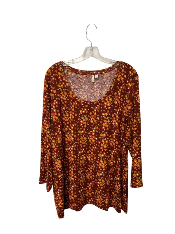 Top Long Sleeve By Cato In Floral Print, Size: Xxl