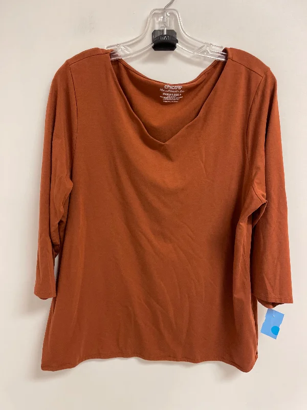 Top Long Sleeve By Chicos In Orange, Size: Xl