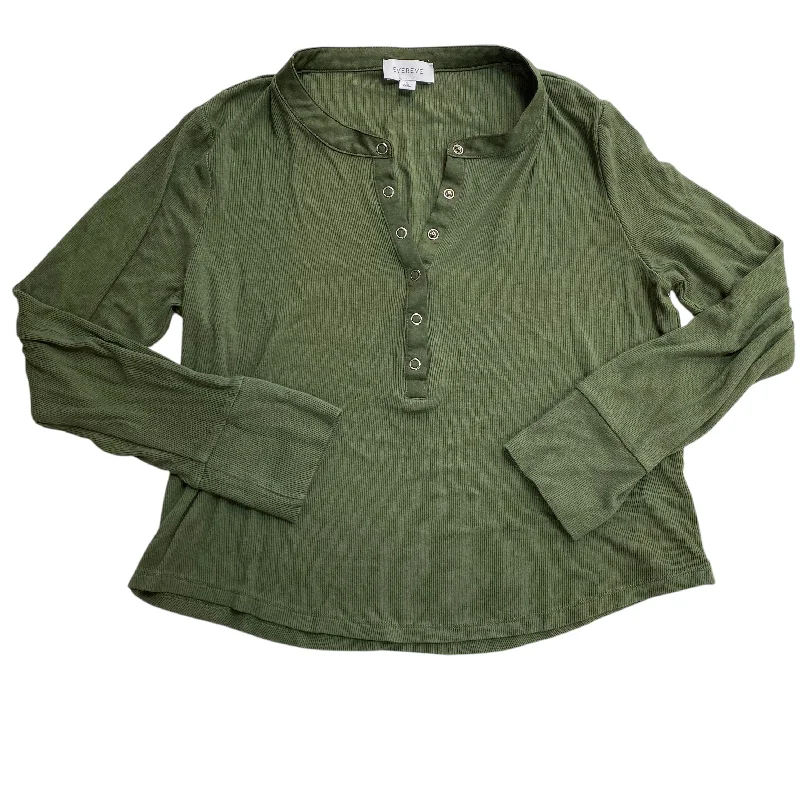 Top Long Sleeve By Evereve In Green, Size: L