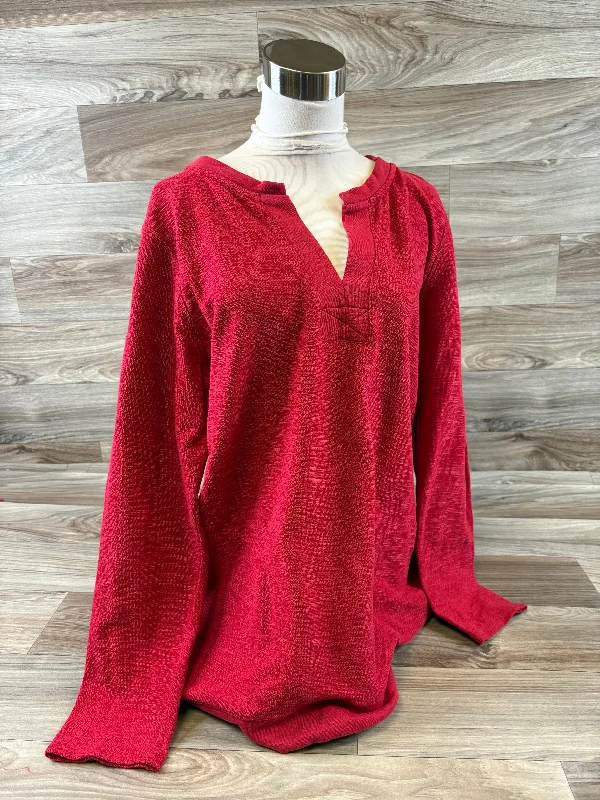 Top Long Sleeve By J. Jill In Red, Size: Lp