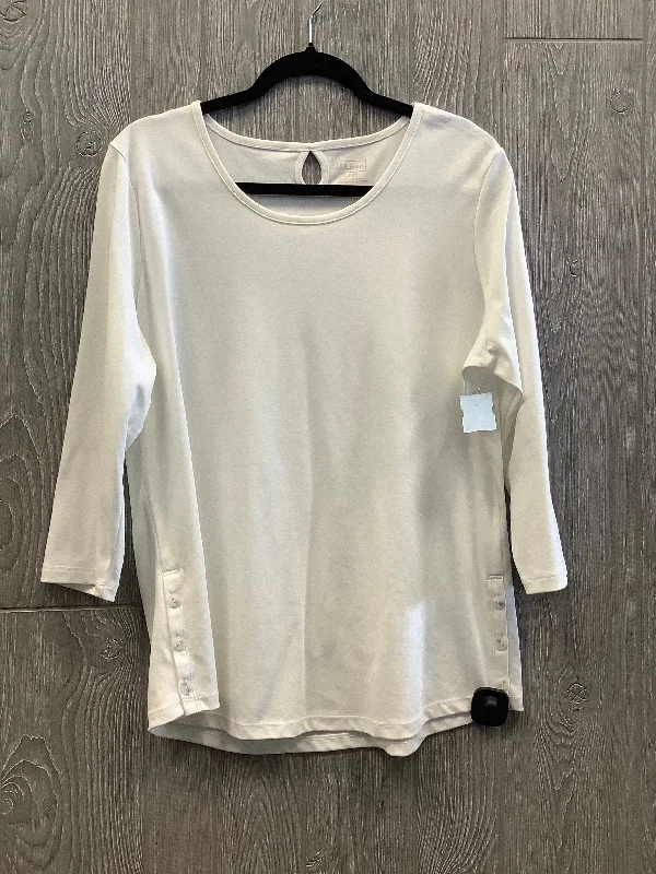 Top Long Sleeve By L.l. Bean In White, Size: L