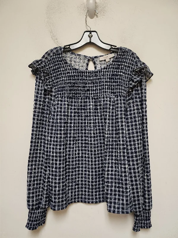 Top Long Sleeve By Loft In Blue & White, Size: Xl