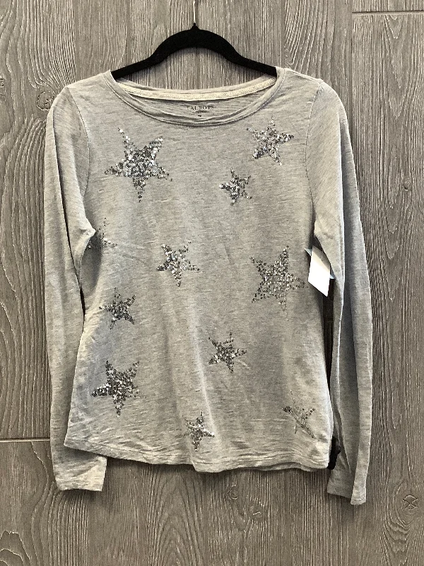 Top Long Sleeve By Talbots In Grey, Size: Mp