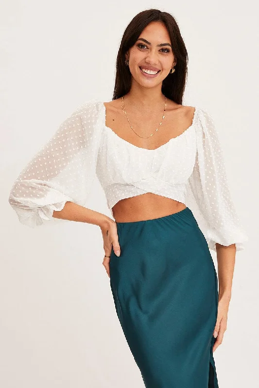 White Crop Top Long Sleeve