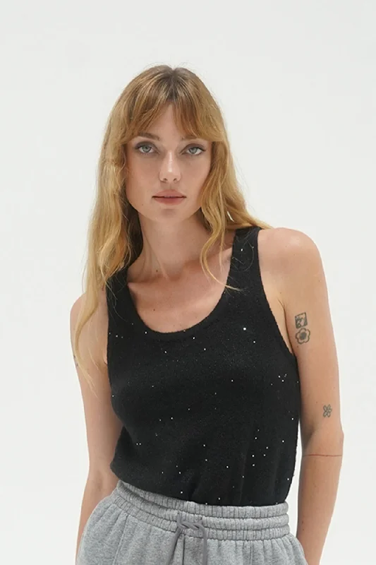 Audra Sparkle Sweater Tank - Black