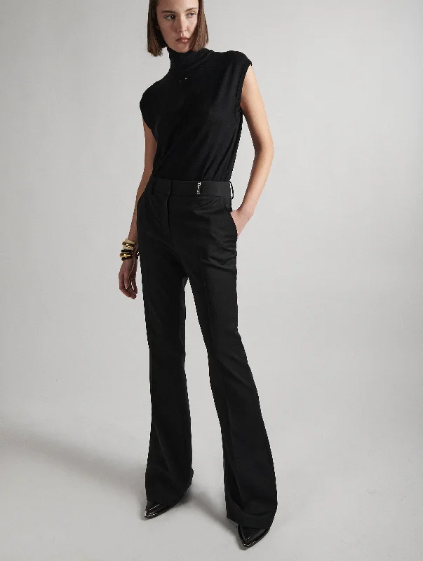 Pantalon coupe bootleg en gabardine de laine noir