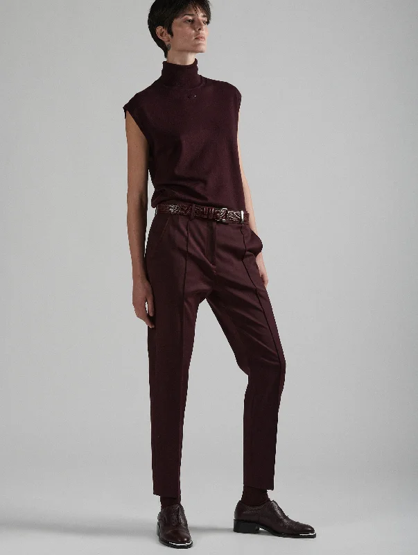 Pantalon Roxy en gabardine de laine bordeaux